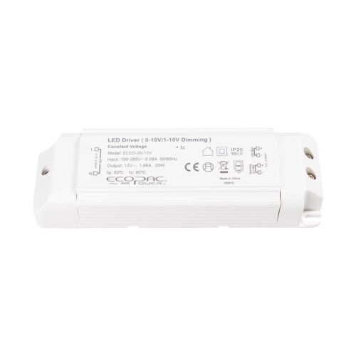 Ecopac 20W 24V Constant Voltage 0-10V Dimmable LED Driver
