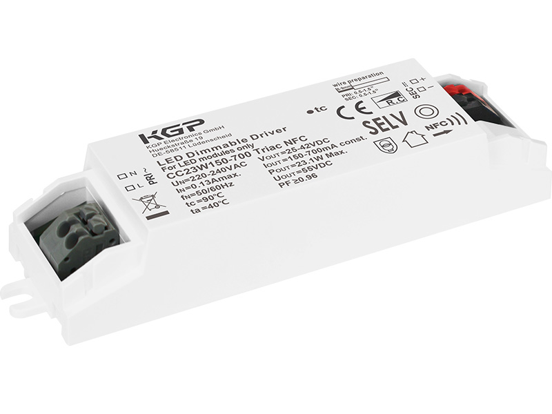 KGP 23W 150-700MA NFC Settable Mains Dimmable Constant Current LED Driver