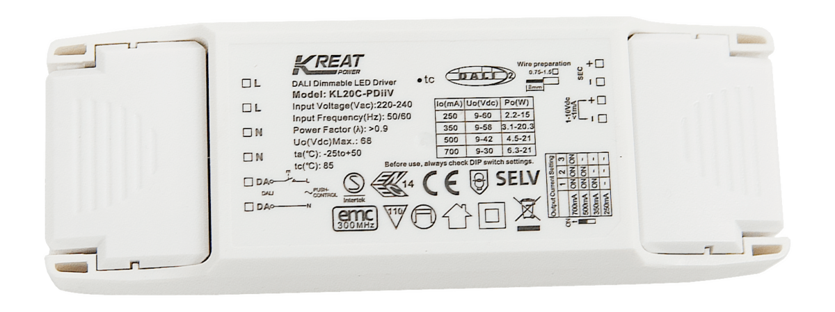 Kreat Power / Merrytek 20W 250-700MA Constant Current Dali & 0-10V Dimmable LED Driver - Image 2